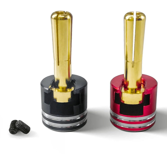 AZTAB Heatsink Bullet Plug Grips with 4mm Bullets (Black/Red)