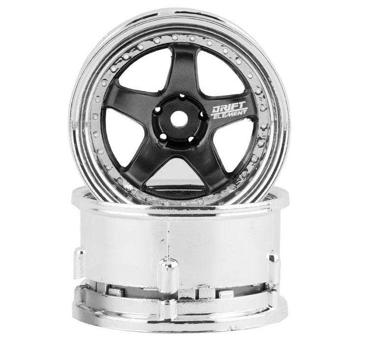 DS Racing Drift Element 5 Spoke Drift Wheels (Gunmetal & Chrome) (2) (Adjustable Offset) w/12mm Hex