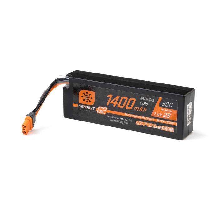 7.4V 1400mAh 2S 30C Smart G2 LiPo Battery: IC2 SmartFit Case