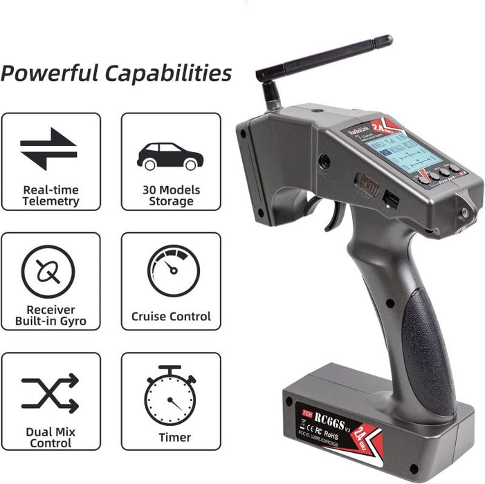 Radiolink RC6GS V3 7 Channels 2.4Ghz RC Transmitter / Radio w Gyro Receiver R7FG