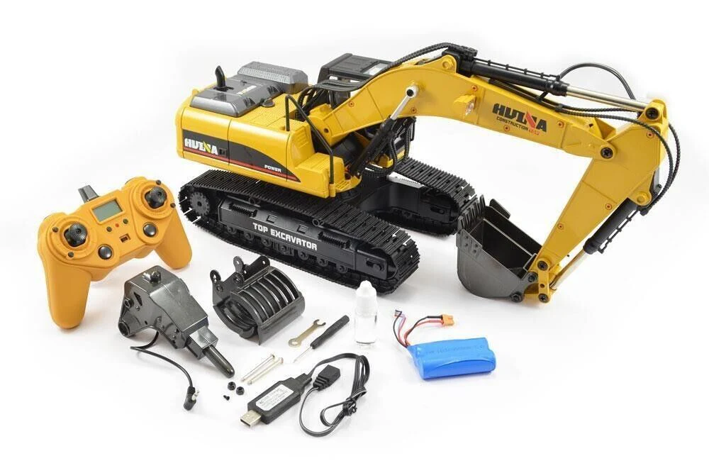 HuiNa Full Metal RC Excavator Digger V4 23Ch 2.4Ghz - All Metal 1:14 Model 1580