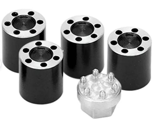 Billet Machined Wheel Nuts (4) w/Center Cap Adapter for Axial 1/24 SCX24 Crawler