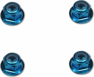 4mm Aluminum Flanged Nylon Insert Locknuts (Blue) (4pcs)