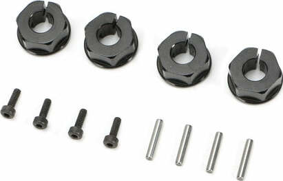 12mm Wheel Hexes(Clamping)(Aluminum)(Black)(4pcs)