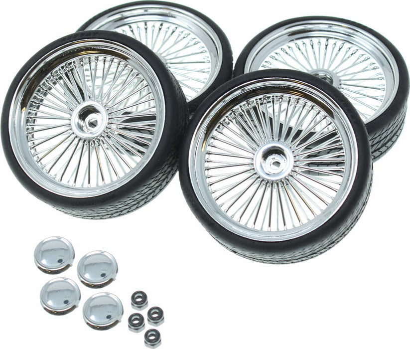 Chrome 26" Wire Wheel and Tire Set
