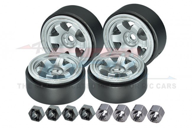 SCX24 DEADBOLT Aluminum 1-inch Beadlock Wheel Rims set (6 Poles)