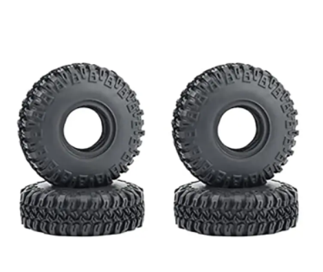 Realistic Rubber Tires (4) for Axial 1/24 SCX24 Rock Crawler (O.D.=54mm)