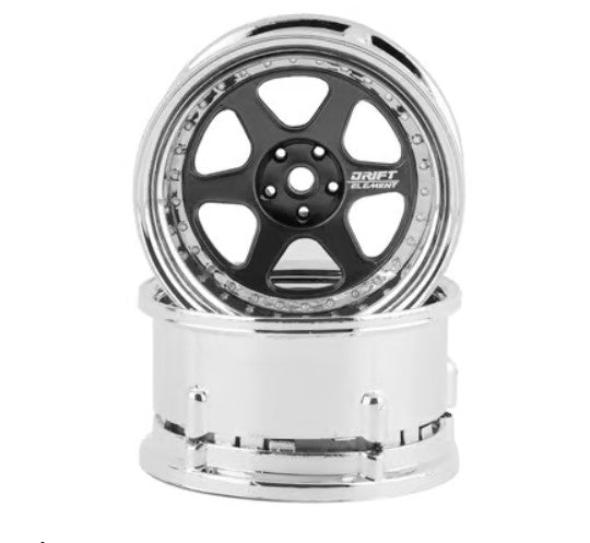 DS Racing Drift Element 6 Spoke Drift Wheels (Gunmetal Chrome) (Adjustable Offset) w/12mm Hex