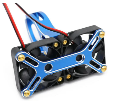 Alloy Mount + 40x40mm Twin Cooling Fan for X-Maxx, Arrma 1/5 & Motor 48-57mm OD