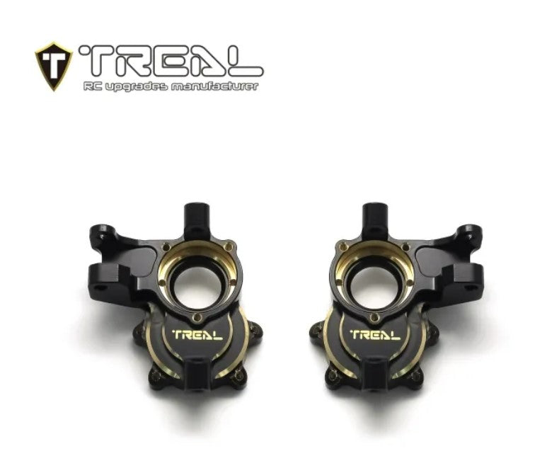 TREAL Brass Front Steering Knuckles,CNC Billet Machined Inner Portal Covers Heavy Weight 40g/pc Upgrades for Redcat GEN9(Black)