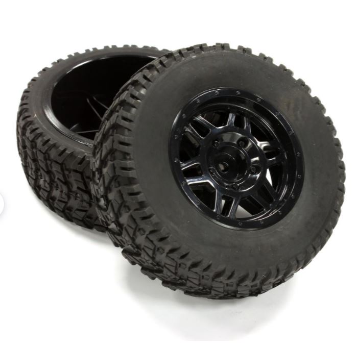 All Terrain HX Tires+D6 Spoke Wheels(2)12mm Hex for 1/10 Short Course (OD=105mm)