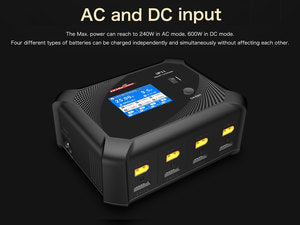UP11 AC 240W / DC 600W 4-Port Multi-Chemistry AC/DC Charger