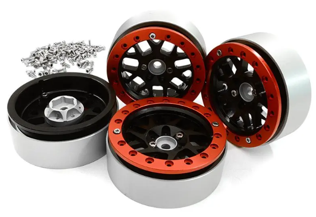 Billet Machined 2.2 Size 14 Spoke Wheels w/ +3 Adapters for Traxxas TRX-4