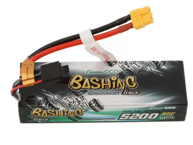 Gens ace G-tech Bashing Series 5200mAh 7.4V 2S1P 35C car Lipo Battery Pack Hardcase 24# with XT60 Plug