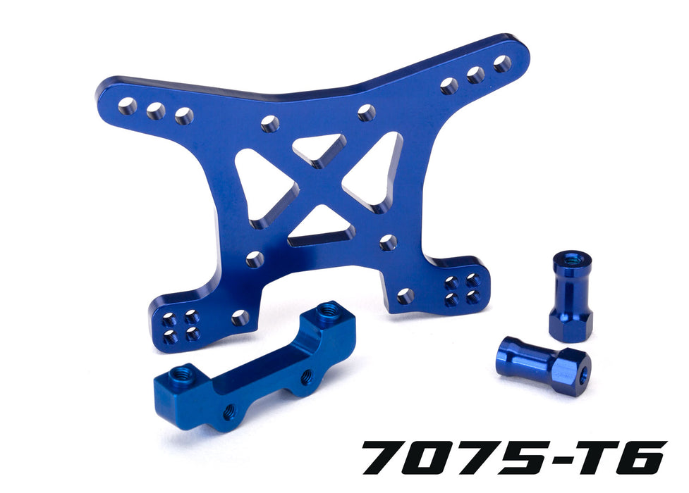 Shock tower, front, 7075-T6 aluminum (blue-anodized)