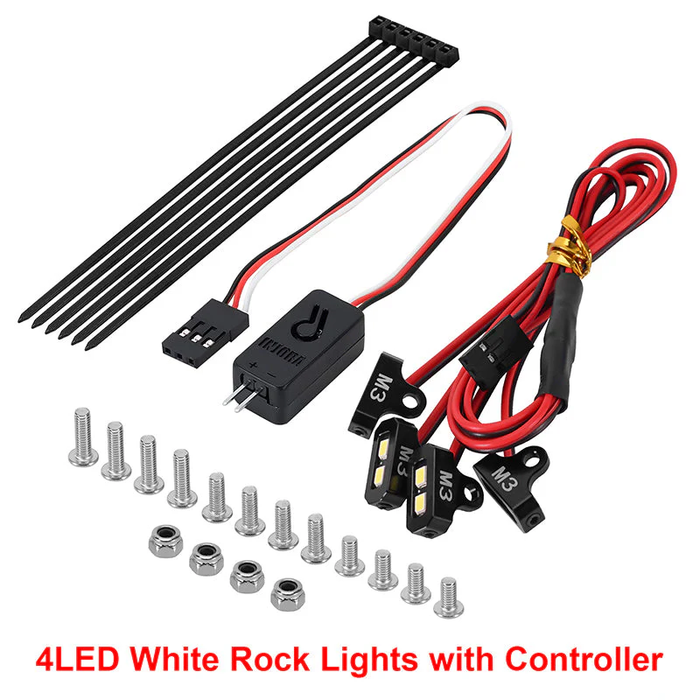 4LED Rock Lights Kit for 1/10 RC Crawler (White, Yellow)