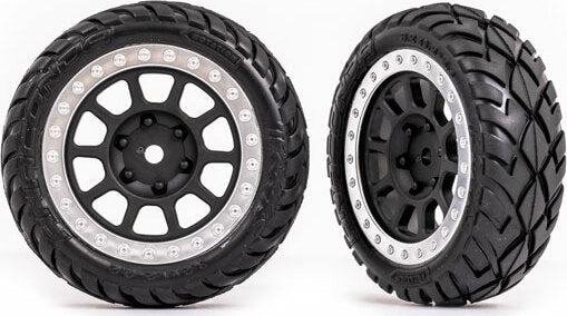 Tires and Wheels, Assembled (2.2" Black, Satin Chrome Beadlock Wheels, Anaconda® 2.2" Tires with Foam Inserts) (2) (Bandit® Front)