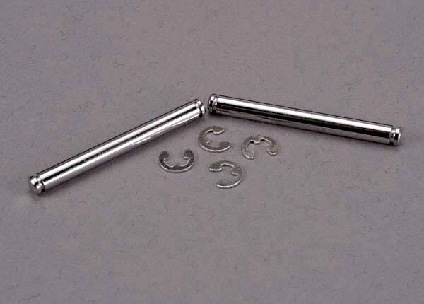 Suspension pins, 31.5mm, chrome (2) w/ E-clips (4)