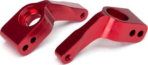 Stub axle carriers, Rustler/Stampede/Bandit (2), 6061-T6 aluminum (red-anodized)/ 5x11mm ball bearings (4)