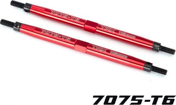Toe links, Maxx (TUBES red-anodized, 7075-T6 aluminum, stronger than titanium) (112mm, front) (2)/ rod ends (4)/ aluminum wrench (1) (For Maxx models w/sealed pivot ball suspension & 3.8'' wheels)