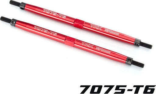 Toe links, Maxx (Tubes red-anodized, 7075-T6 aluminum, stronger than titanium) (124mm, rear) (2)/ rod ends (4)/ aluminum wrench (1) (For Maxx models w/sealed pivot ball suspension & 3.8'' wheels)