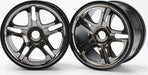 Wheels, SS (split spoke) 3.8" (black chrome) (2) (use with 17mm splined wheel hubs & nuts, part #5353X) (fits Revo/Maxx series)