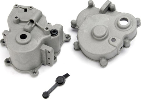 Gearbox halves (front & rear)/ rubber access plug/ shift detent ball/ spring/ 4mm GS/ shift shaft seal, glued