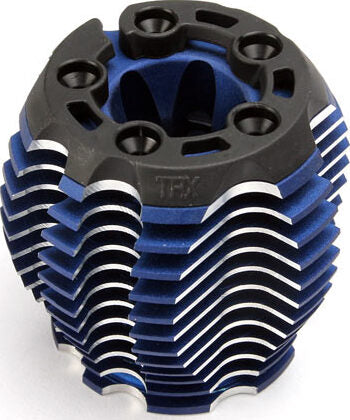 Cooling head, PowerTune (machined aluminum, blue-anodized) (TRX 3.3), head protector (1), 3x6mm CCS (5)
