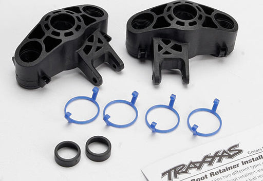 Axle carriers, left & right (1 each) (use with larger 6x13mm ball bearings)/ bearing adapters (for 6x12mm ball bearings) (2)/ dust boot retainers (4)