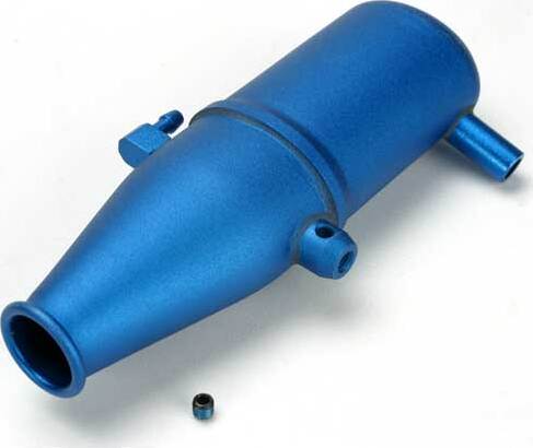 Tuned pipe, aluminum, blue-anodized (dual chamber with pressure fitting)/ 4mm GS