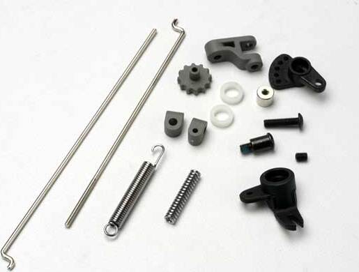 Linkage set, throttle & brake, Revo-Slayer (includes servo horns, rod guides, brake spring, brake adjustment dial, brake lever, rods (wires), bellcrank, throttle return spring, hardware)