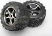 Tires & wheels, assembled, glued (Gemini black chrome wheels, Talon tires, foam inserts) (2) (use with 17mm splined wheel hubs & nuts, part #5353X) (TSM rated)