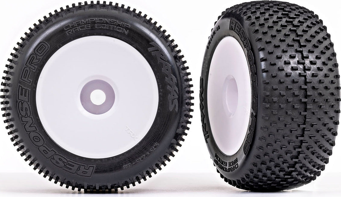 Tires & wheels, assembled, glued (white dished 3.8" wheels, Response Pro tires, foam inserts) (2) (use with 17mm splined wheel hubs and wheel nuts, part #5353X)