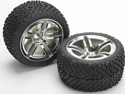 Tires & wheels, assembled, glued (Twin-Spoke wheels, Victory tires, foam inserts) (nitro rear) (2)