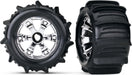 Tires & wheels, assembled, glued (Geode chrome wheels, paddle tires, foam inserts) (2) (use with 17mm splined wheel hubs & nuts, part # 5353X) (TSM rated)