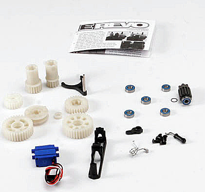 Two speed conversion kit (E-Revo) (includes wide and close ratio first gear sets, sub-micro servo, and linkage) (Requires 3 channel transmitter)