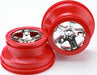 Wheels, SCT chrome, red beadlock style, dual profile (2.2ﾔ outer, 3.0ﾔ inner) (4WD front/rear, 2WD rear only) (2)