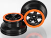 Wheels, SCT black, orange beadlock style, dual profile (2.2" outer, 3.0" inner) (2WD front) (2)