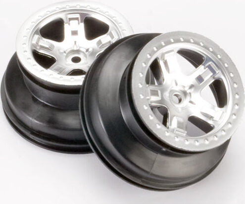 Wheels, SCT satin chrome, beadlock style, dual profile (2.2" outer, 3.0" inner) (4WD front/rear, 2WD rear only)