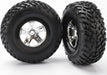 Tires & wheels, assembled, glued (SCT satin chrome, black beadlock style wheels, SCT off-road racing tires, foam inserts) (2) (4WD front/rear, 2WD rear only)