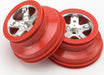 Wheels, SCT satin chrome, red beadlock style, dual profile (2.2" outer, 3.0" inner) (2WD front) (2)