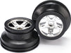 Wheels, SCT satin chrome, black beadlock style, dual profile (2.2ﾔ outer, 3.0ﾔ inner) (2WD front) (2)
