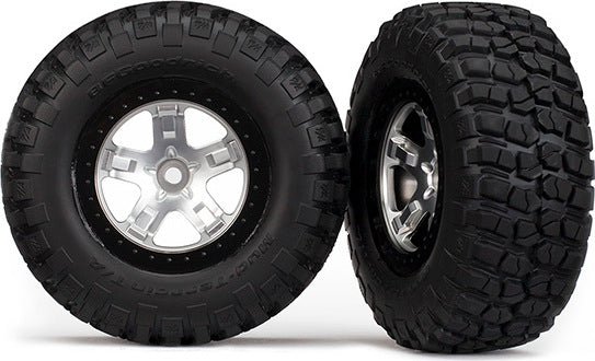 Tires & wheels, assembled, glued (SCT satin chrome, black beadlock style wheels, BFGoodrich Mud-Terrainﾙ T/A KM2 tires, foam inserts) (2)(4WD front/rear, 2WD rear only)