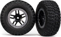 Tires & wheels, assembled, glued (SCT Split-Spoke, black, satin chrome beadlock wheels, BFGoodrich Mud-Terrainﾙ T/A KM2 tires, foam inserts) (2) (2WD Front)