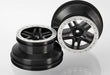 Wheels, SCT Split-Spoke, black, satin chrome beadlock style, dual profile (2.2" outer, 3.0" inner) (2WD front) (2)