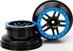 Wheels, SCT Split-Spoke, black, blue beadlock style, dual profile (2.2" outer, 3.0" inner) (2WD front) (2)