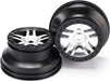 Wheels, SCT Split-Spoke, satin chrome, black beadlock style, dual profile (2.2" outer, 3.0" inner) (front/rear) (2)