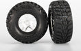 Tires & wheels, assembled, glued (S1 ultra-soft off-road racing compound) (SCT Split-Spoke satin chrome, black beadlock style wheels, dual profile (2.2" outer, 3.0" inner), Kumho tires, foam inserts) (2) (front/rear)