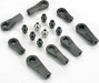 Plastic rod ends (8) (1/6 and 1/5 scale)/ hollow ball connectors (8) (6-black, 2-silver)