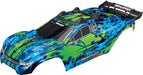 Body, Rustler 4X4 VXL, green/ window, grill, lights decal sheet (assembled with front & rear body mounts and rear body support for clipless mounting)